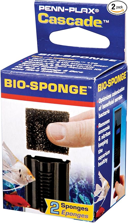 Penn-Plax Cascade 170 Filter Replacement Bio-Sponges (2 Sponges) – Provides Physical and Biological Filtration for Freshwater and Saltwater Aquariums