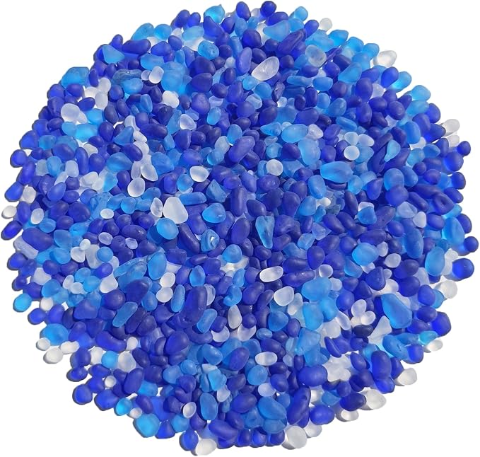 QYGL Sea Glass Stones - 0.9LB Blue Mixed Frosted Glass Pebbles Gemstones | Perfect for Aquarium Rocks, Fish Tank Gravel, Vase Fillers, DIY Crafts, and Home Decor