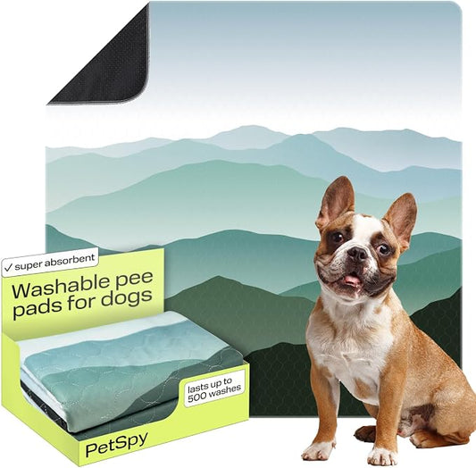 PetSpy Washable Pee Pads for Dogs - Waterproof Reusable Puppy Pads No-Slip Surface - Stylish Dog Potty Training Pads Protect Against Leakage (Landscape, 1 Pack - 72" x 72")