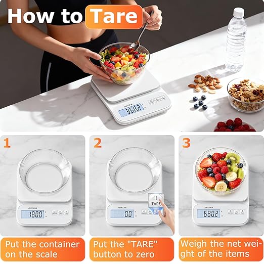 Kitchen Scale Food Scale 5kg/0.1g Digital Scale Food Weighing Scale for Cooking Baking Weight Loss, Rechargeable Coffee Scale Precision Baking Scale with Large Backlit LCD Display, USB Cord