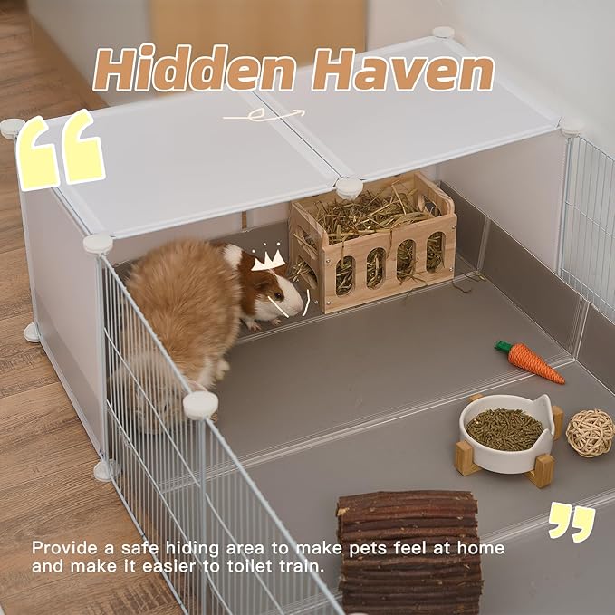 Guinea Pig Cages with Corrugated Liner 10ft CNC Small Animal Playpen Indoor Bunny Rabbit Cage Large Critter Habitat Hedgehog Pet Hutch 55x28x14inch
