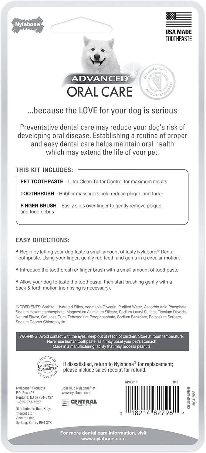 Nylabone Advanced Oral Care Dog Dental Kit Original Flavor 2.5 oz.