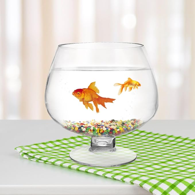 GANAZONO Clear Glass Goldfish Tank 17cm | Multi-function Desktop Aquarium for Betta Fish Decorative Fish Supplies Unique Design Pet Material for Home Decor