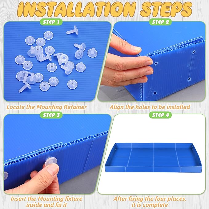 Wenqik 2 Pcs Guinea Pig Cage Liner Corrugated Plastic Cage Liner Base 2 x 4 Panel Size for Small Animals Hedgehogs Rabbits Tray, 55 x 27 Inch (Blue)