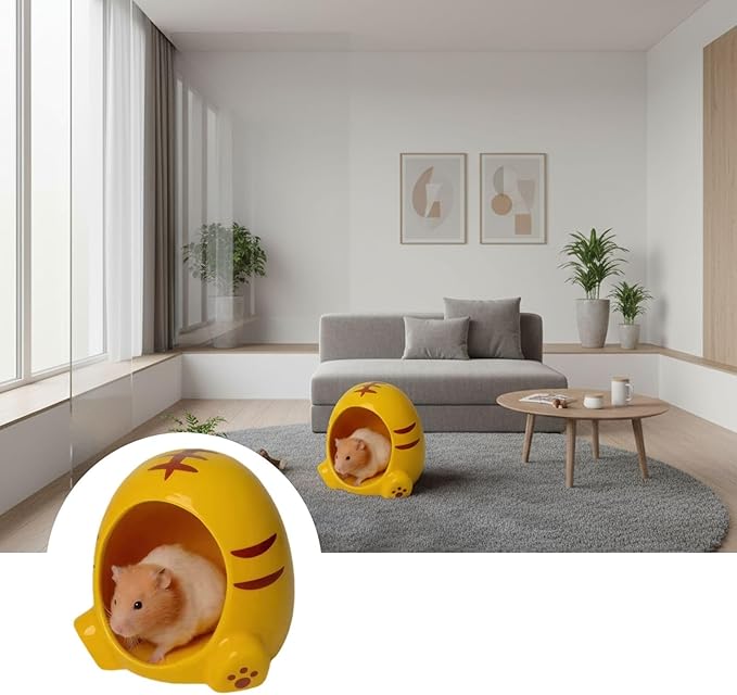 Ceramic Pet Nest for Small Animals - Hamster Ceramic House with Smooth Interior, Enclosed Hideout for Comfortable Shelter and Ventilation