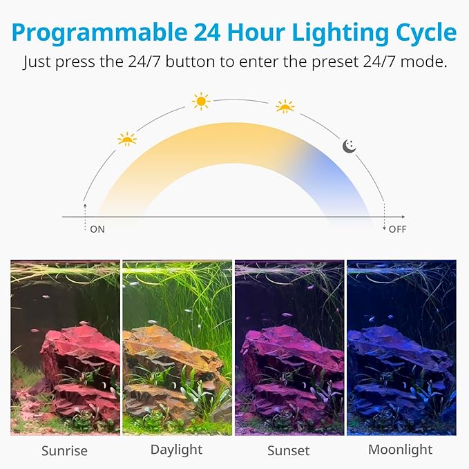 NICREW C10 24/7 LED Aquarium Light for Plants, 36-48 Inches, Full Spectrum Fish Tank Light with Timer, Brightness Adjustable