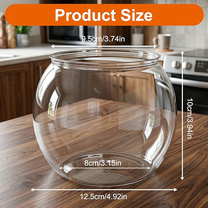 Mini Plastic Fish Bowl, 30 Oz Decorative Small Fishbowl, Round Plastic Fish Tank, Unbreakable Aquarium Fish-Bowls for Party Decorations, Centerpiece Vases, Hydroponic Planter and Home Decorations