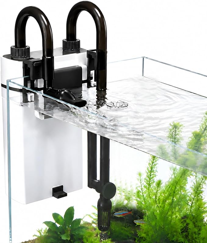 Aquarium Filter for 10-40 Gallon Fish Tank, Quiet Hang On Back Canister Filter with 3-Stage Filtration, Surface Skimmer External Filter for Freshwater Fish & Turtle Tanks