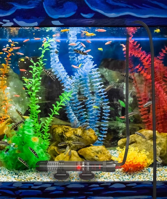 KINGYEENUO Aquarium Heater 50W, 20 Gallons Tank Submersible Aquarium Heater, Temperature Adjustable, Betta Turtle/Fish Tank Heater, Built-in Thermostat Control, with Extra Sucker Cup