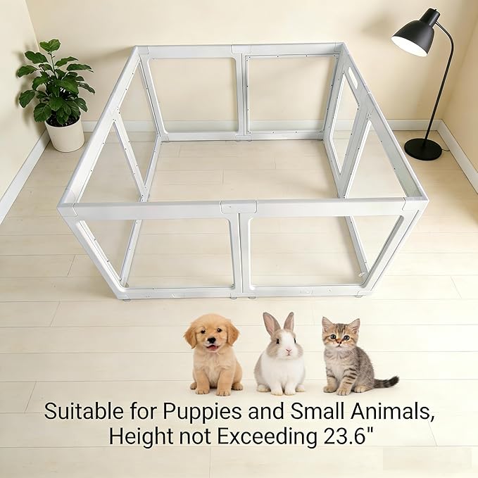 Clear Acrylic Dog Playpen Indoor, Transparent Fence for Puppy Rabbit and Cat, Easy Assemble Plastic Playard 8 Panels