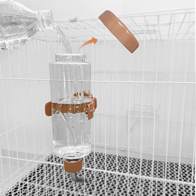 LOS ANDES 16.9oz Small Animal Water Bottle for Cage,Crate, Top Fill Water Dispenser for Guinea Pigs/Bunnies/Ferrets/Squirrel/Hedgehog/Hmaster, BPA Free, Updated Mouth, Orange