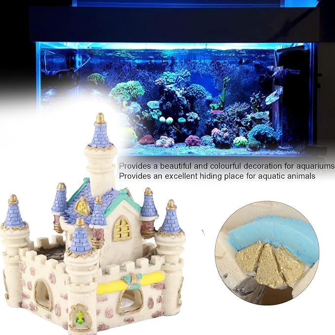 Aquarium Resin Castle Decoration, High Simulation Roman Castle Ornament for Fish Tank, Lifelike Aquatic Hideout with Safe Non - Resin for Freshwater and Saltwater