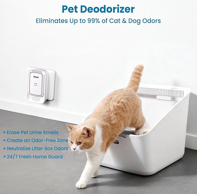 Plug In Air Purifier for Home Pets, Ionic Air Ionizers & Pet Odor Eliminator, Litter Box Deodorizer for Cats, Compact Filterless Air Freshener for Kitchen, Bedroom, Small Room, Ozone Free, 4-Pack