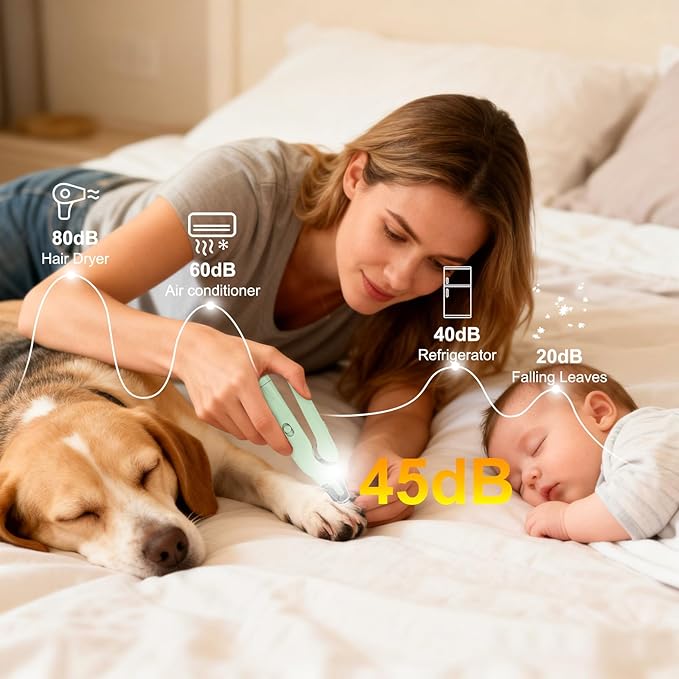 2-in-1 Dog Nail Clippers & Dog Nail Grinder with 2 LED Lights, Ultra-Quiet, Multiple Grinding Methods, USB Rechargeable and Splash Guard for Small, Medium, and Large Dogs & Cats (Green)