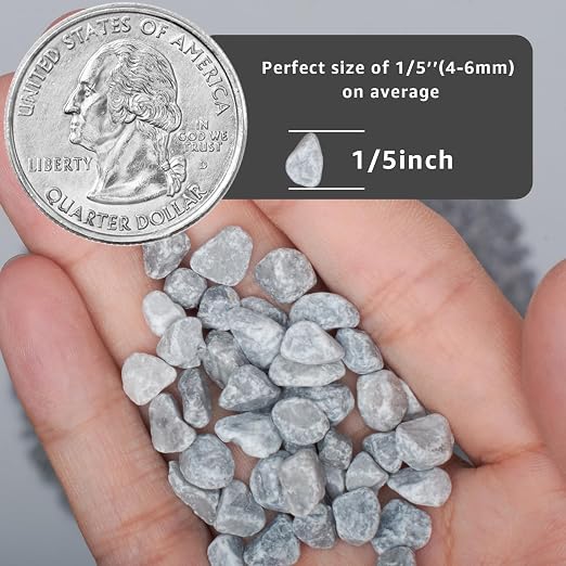 20lbs Natural Gravel Pebbles for Succulents and Cacti, 1/5 Inch Decorative River Stones – Perfect for Vases, Aquariums, Terrariums, and Outdoor Gardening, Mixed Colors (Grey, 20 Pounds)