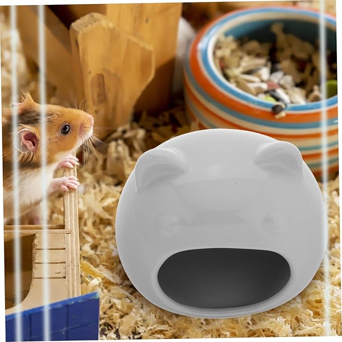 Ceramic Hamster Hideout House for Small Animals Cute Bed and Habitat for Gerbils and Hamsters Washable for Interactive Play and Exploration Grey Color