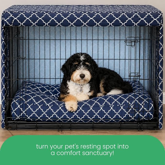 Molly Mutt Romeo & Juliet Dog Crate Cover, 100% Cotton Canvas Cover with 2 Roll-Up Panels, Ideal for Dog or Cat Crate, Durable, Washable, and Free of Harmful Chemicals, 36" x 24" x 27"