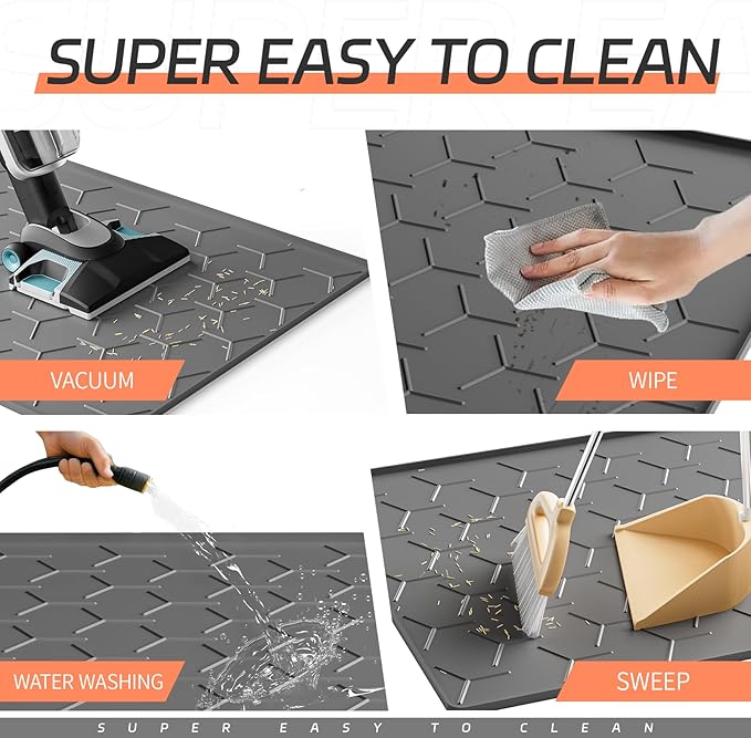 Bulkniu Silicone Cat Litter Mat with Raised Edges, Waterproof/Urineproof, Litter-Collecting Interior Ridges, Soft & Pet-Friendly (24"x16"-Dark Grey)