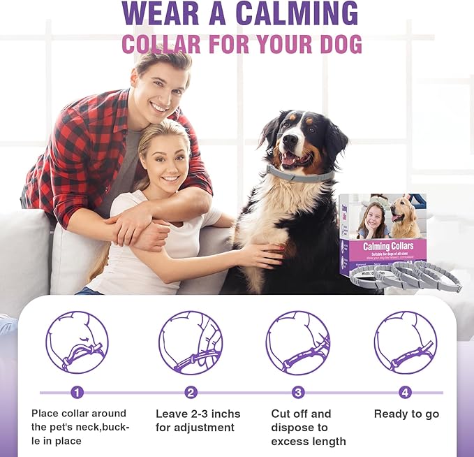 Tcllka Calming Collar for Dogs 4 Packs Dog Pheromone Calm Collars Relief Anxiety Stress Separation Lasts 60 Days