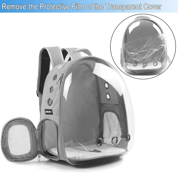 Cat Backpack Carriers, Dog Backpack, Pet Backpack for Small Cats Puppies Dogs Bunny, Airline-Approved Ventilate Transparent Bubble Backpack for Travel and Outdoor(Grey)