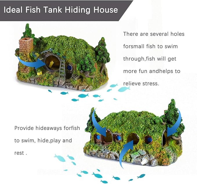 fazhongfa Aquarium Decorations Castle Fish Tank Décor Thematic Ornaments (Hobbit-Small)