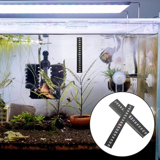 Stick on Thermometer Strip Aquarium Temperature Sticker with Color Changing LCD Display 10-40 Easy Read Adhesive Temperature Indicator for Fish Tanks 10 Pack