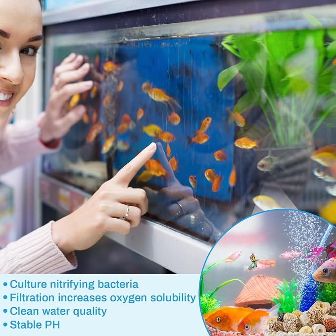 Timgle 3 Bags Aquarium Filter Media Bio Balls Ceramic Rings Set 1500 g Total 3.3 lb 12 in 1 with Mesh Bag Ceramic Rings for Aquarium Filter Pond and Fish Tank Accessories Decorations