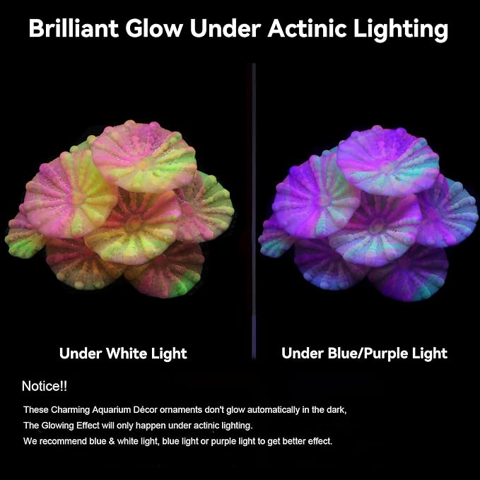 ZtohPyo Aquarium Glowing Silicone Musfroom Coral Ornament for Fish Tank Landscape Decoration, Artificial Glow in The Dark Soft Aquarium Plant for Aquarium Decor Accessories