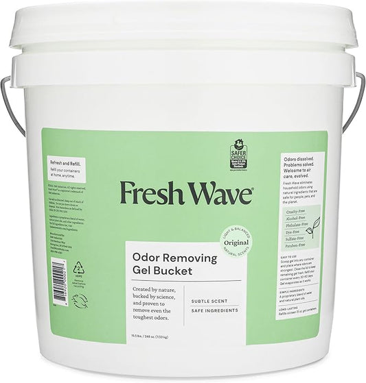 Fresh Wave Odor Removing Gel Bucket, 15.5 lb. (248 oz.), Original Scent Refill - Odor Absorbers for Home, Safer Odor Relief, Natural Plant-Based Odor Eliminator, For Cooking, Trash & Pets