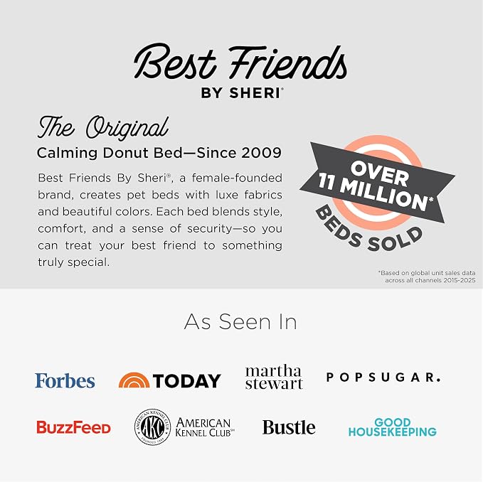 Best Friends by Sheri The Original Calming Donut Dog Bed for Extra-Small Dogs up to 10 lbs, Shag Faux Fur, Taupe, 18" x 18"