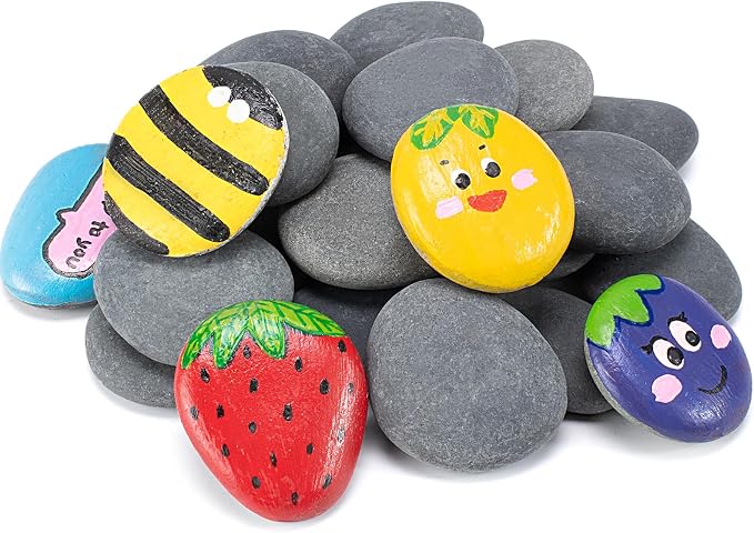 Simetufy 20PCS Small Rocks for Painting, 1-2" Natural Flat Smooth Stones | Pebbles for Crafts Arts,Decoration, Kindness Rocks Garden Decoration