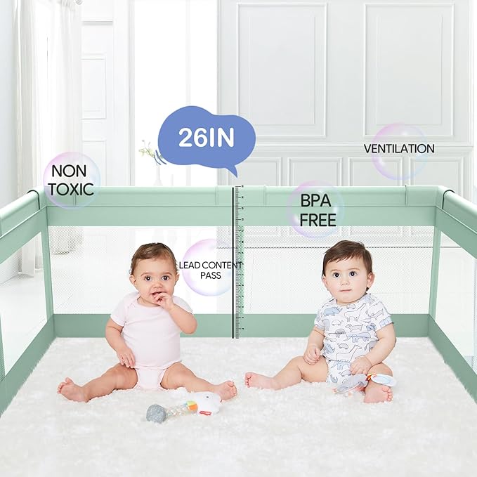 Fodoss Playpen for Babies and Toddlers, Green Playpen for Apartment, Kids Play Pen, Extra Large Baby Play Pen, Big Playard for Infants