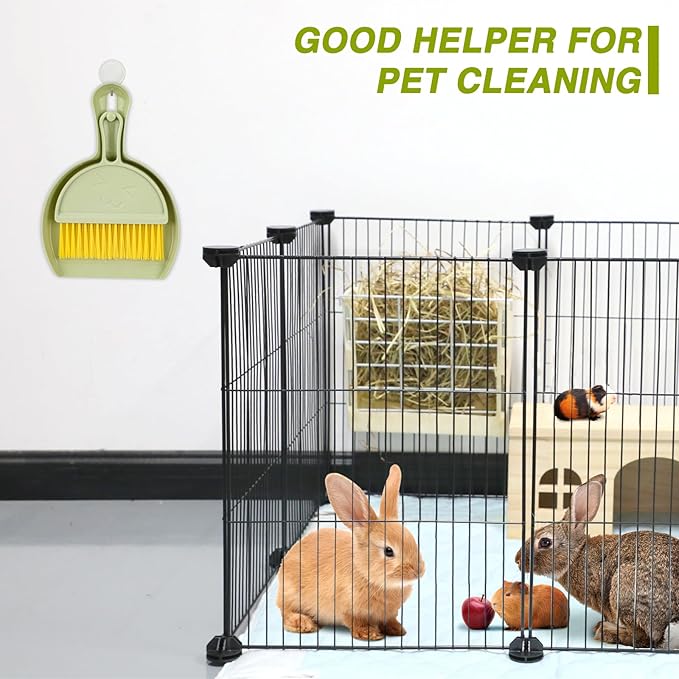 RYPET Pet Cage Cleaning Tool-Small Broom and Dustpan Set, Mini Dustpan and Whisk Brush Set for Guinea Pig Chinchilla Hamster Ferret Hedgehog Rabbit Reptile, Cage Cleaner for Small Animal Waste Green