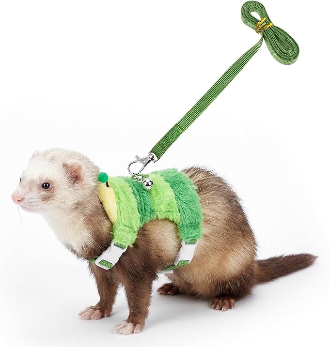Ferret Harness and Leash Set Small Animals Vest Harness with Safe Bell Walking Clothes for Baby Rabbit Guinea Pig Teacup Chihuahua Mouse and Other Small Pets