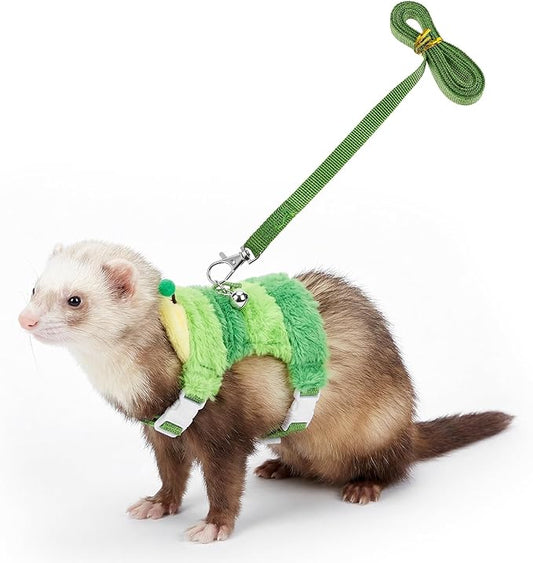 Ferret Harness and Leash Set Small Animals Vest Harness with Safe Bell Walking Clothes for Baby Rabbit Guinea Pig Teacup Chihuahua Mouse and Other Small Pets