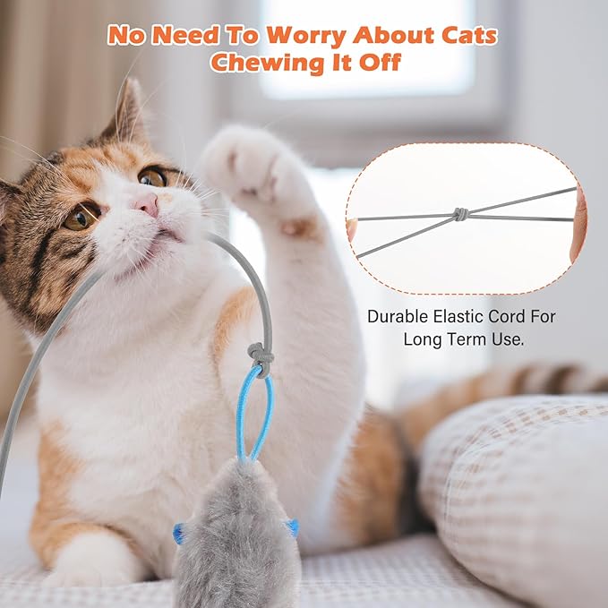 Automatic Rechargeable Cat Teaser, Door Mount Hanging Interactive Cat Toy, 360° Spinning & Irregular Jumping Motion Modes, Smart Electric Cat Exercise Toy for Indoor Cat Self Play, Grey