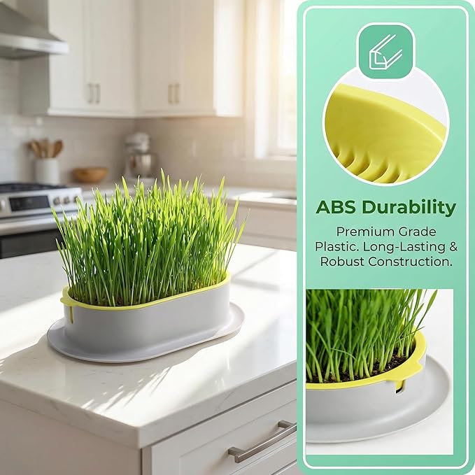 Cat Grass Planter - 3pcs Hydroponic Cat Grass Growing Kit with Germination Tray - Cat Plant Planting Box Nursery Cat Plant for Pet