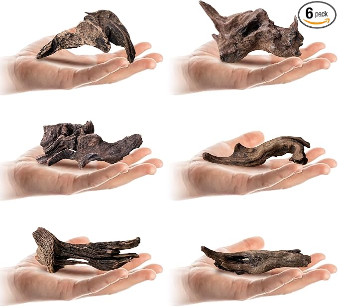 Tfwadmx Natural Small Coral Driftwood for Aquarium Decor 6 Pcs 4-6" Fish Tank Decorations Reptile Decor Assorted Driftwood Branch Reptile Tank Wood Decor
