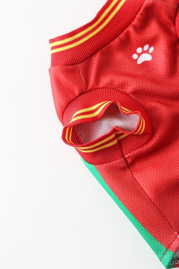 DroolingDog Mexico Pet Dog Jersey Costume, Summer Cooling Mesh Fabric, Soccer Sportswear Team Jersey, Lightweight Football Casual Clothes for Small Dogs, Red, Medium