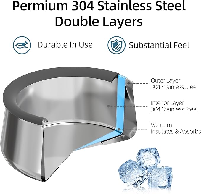 3L/0.8 Gallon No Spill Water Bowl for Dogs, Double-Wall Stainless Steel Slow Water Dog Bowls, Splash-Proof Vacuum Float, Dishwasher Safe for Large Medium Dogs (3L/101 floz)