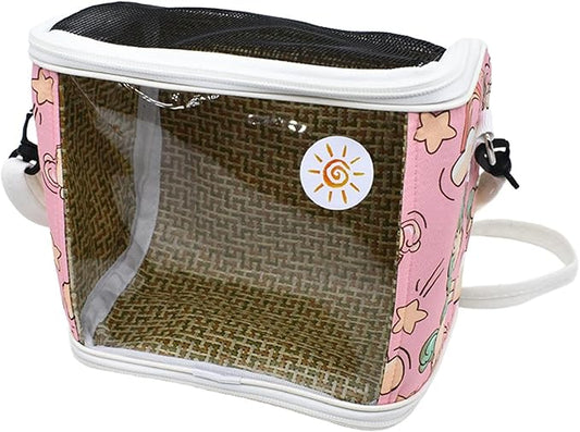 Bird Carrier Shoulder Bag Crossbody Bag Travel Parrot Cage for Trips Traveling Hiking, Pink