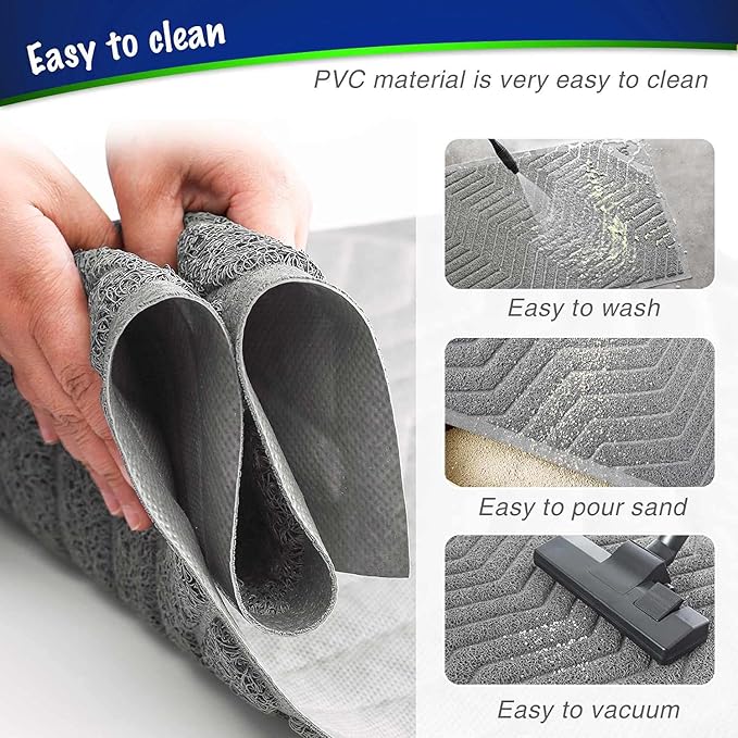 WePet Cat Litter Box Mat(No. 02-2), Kitty Premium PVC Pad, Durable Trapping Rug, Phthalate Free, Urine-Resistant, Scatter Control, L 35 x 23, Grey