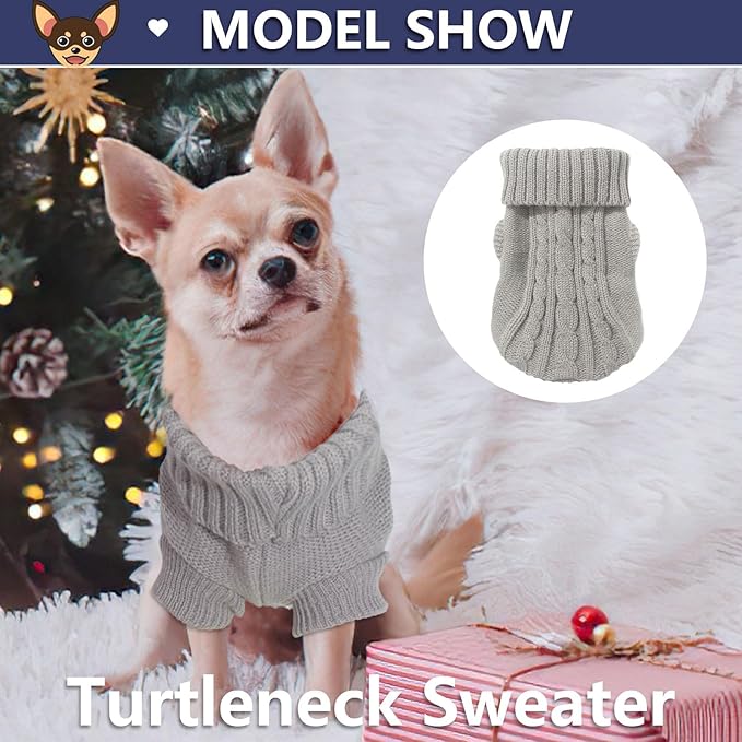 2 Pack Dog Sweaters for Small Dogs, Chihuahua Yorkie Sweater, Dog Clothes for Small Dogs, Winter Warm Pullover Clothing, Pet Cat Cold Weather Puppy Clothes Outfits L
