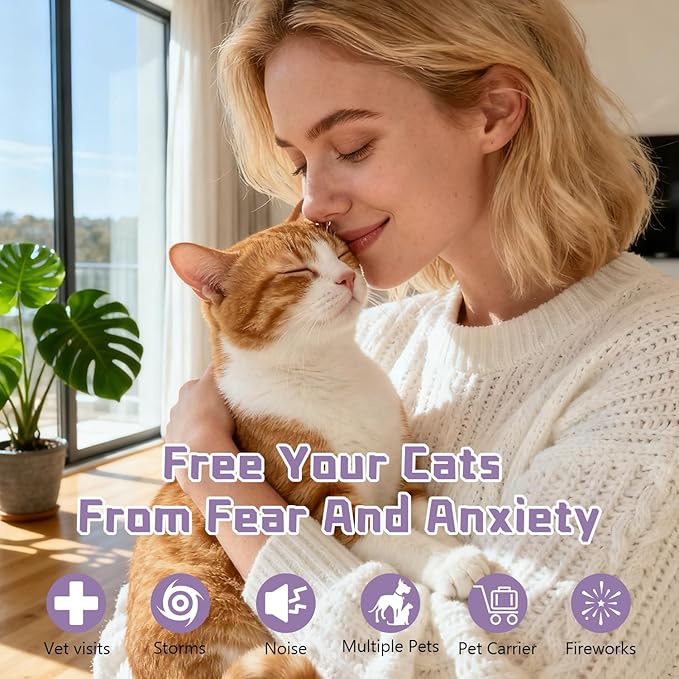 Cat Pheromone Calming Diffuser 8 in 1 Appeasing Pet Pheromones Diffuser to Calm Kit (2 Plug in+ 6 Pack 48ml Refill) for Anxiety