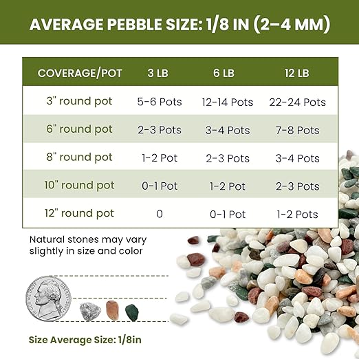 1/8 Inch Natural Aquarium Gravel, Small Pebbles for Fish Tank, Indoor Plants & Succulents, Mixed Color Mini River Rocks for Drainage, Terrarium, Top Dressing & Vase Filler, 3 lb