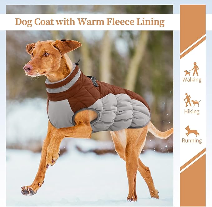 Dog Winter Jacket Cozy Reflective Waterproof Windproof Warm Pet Garment,Comfortable Cold Weather Fleece Apparel Outfits with Zipper Closure for Small Medium Large Dogs Puppy Walking,XX-Large