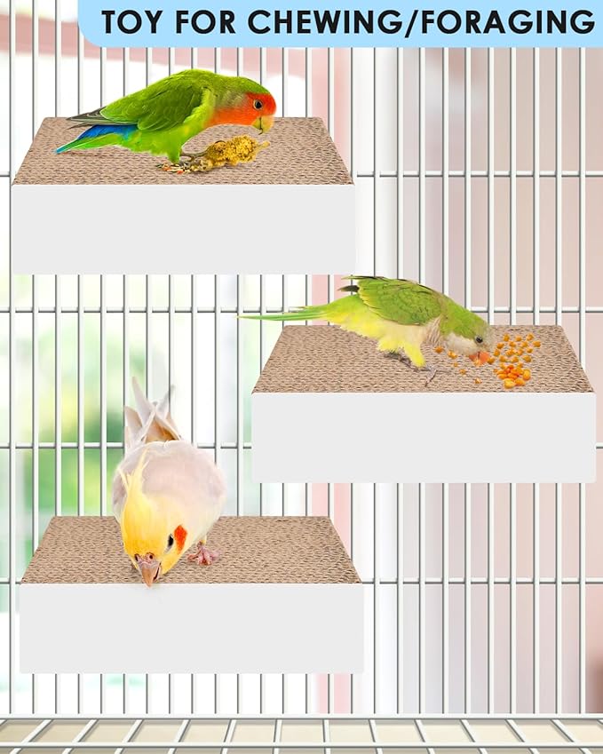 KATUMO Parrot Toys, 7.87 Inch Conure Shredder Foraging Chew Toys Bird Perch Stand Cardboard for Parakeet Cockatiel Canary Conure Mynah Small Parrots