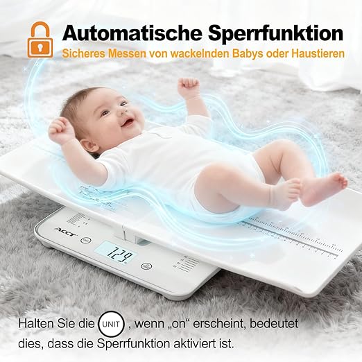 Baby Scale, Multifunctional Baby Weight Scale, Pet Scale for Puppy, Cat, Adult Scale Up to 330lbs, Accurate Digital Scale with Hold Function, 23-inch Height Measurement, 5 Units, LCD Screen