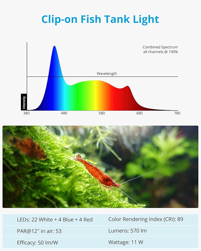 NICREW Slim Aqaurium Filter & Clip on Aquarium Light