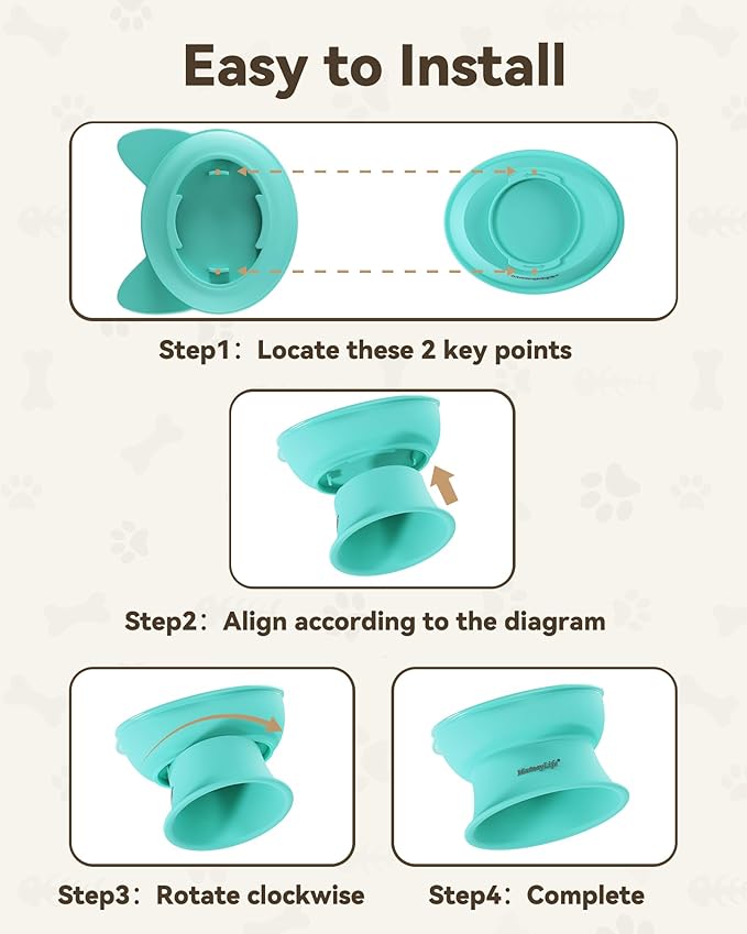MateeyLife Raised Cat Bowls, Cat Food Bowl Elevated for Kittens & Small Dogs, 15°Tilted Protect Pets' Neck and Anti Vomiting, Whisker Friendly Food & Water Feeding Bowl, 6 oz Each - Green